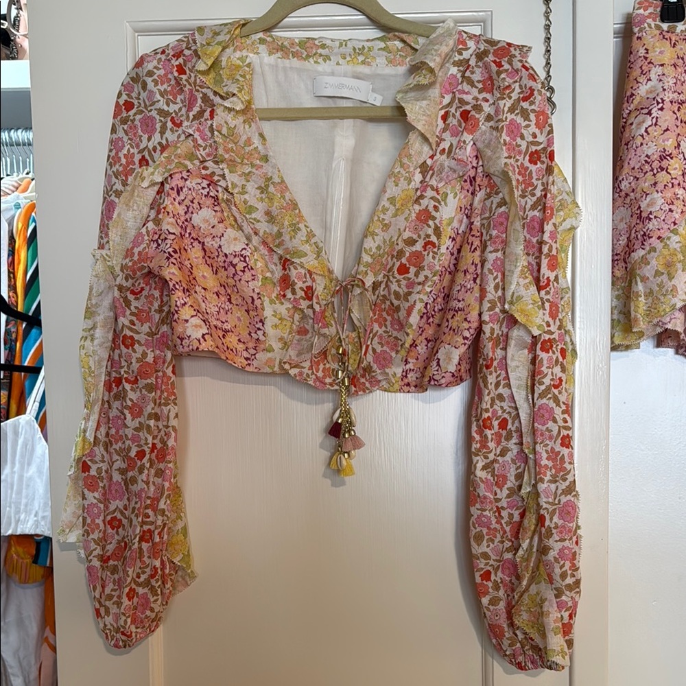 Zimmerman Floral Blouse with Ruffle Details